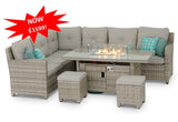 #3033 - π₯ Havana Luxury Corner Set with Fire Pit Table β Two-Tone Grey Rattan