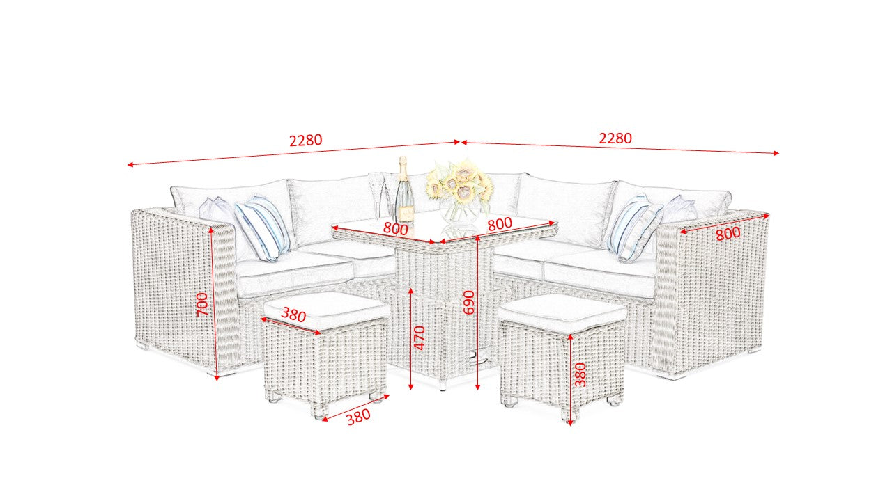 #2026 - 🌴 Florida Corner Set with Rise & Fall Table