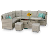 #3033 - π₯ Havana Luxury Corner Set with Fire Pit Table β Two-Tone Grey Rattan