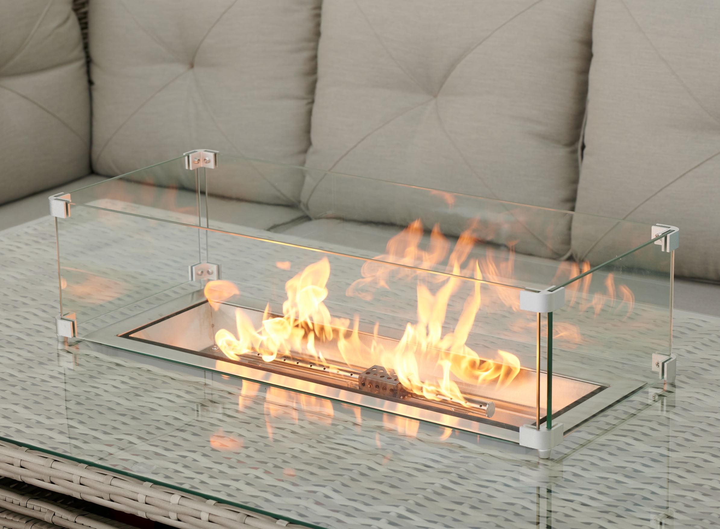 #3033 - π₯ Havana Luxury Corner Set with Fire Pit Table β Two-Tone Grey Rattan