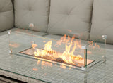 #3033 - π₯ Havana Luxury Corner Set with Fire Pit Table β Two-Tone Grey Rattan
