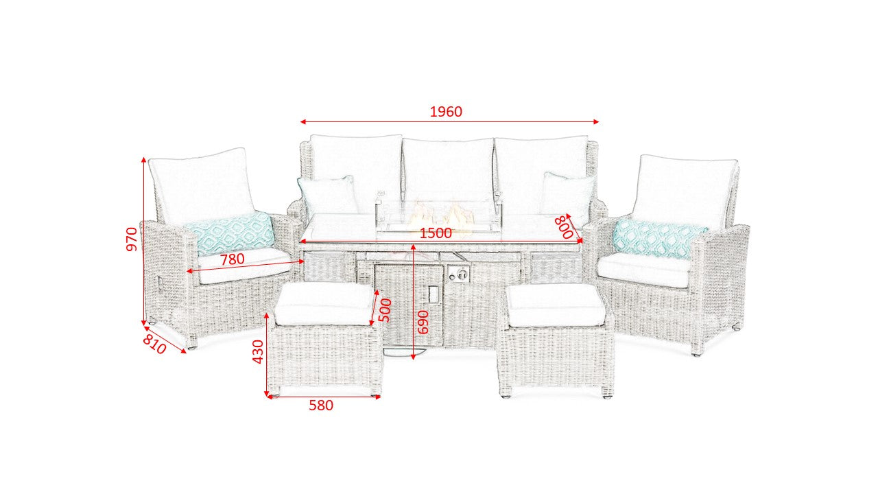 #3034 - π₯ Havana Luxury Reclining Sofa Set with Fire Pit Table
