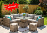 #1020 - Barbados Rattan Corner Set with Lift & Rise Table 🛋️⬆️⬇️
