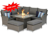 #2033 - 🔥 Emperor Corner Set with Fire Pit Table – Florida Range (Luxury Grey Rattan)