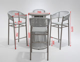 Outdoor furniture set with dimensions marked on a white background