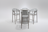 Metal outdoor table with chairs on a patio