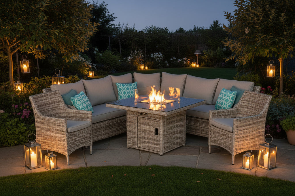 #3035 - 🔥 Havana Corner Fire Pit Set with 2 Luxury Armchairs – Oasis ...